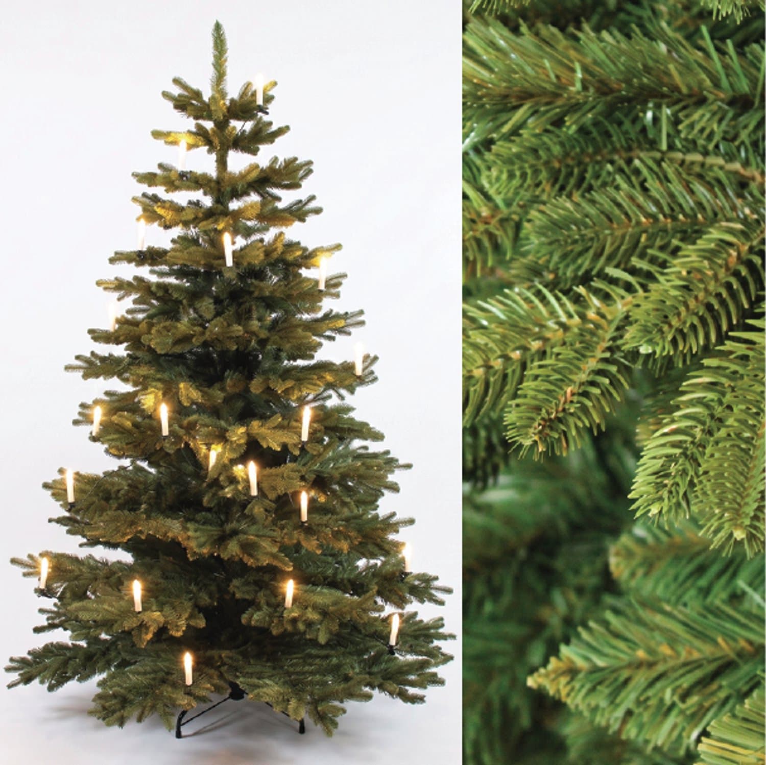 Levensechte Nordmann Kerstboom 180cm (zeer luxe en vol: 1.915 takjes, incl. 990 realistische takjes) - incl. 20 LED Kaars lampjes - 3 jaar Garantie - Unieke Natuurlijke Structuur - Zeer makkelijk op te zetten - Nederlands Design van Christmas1967