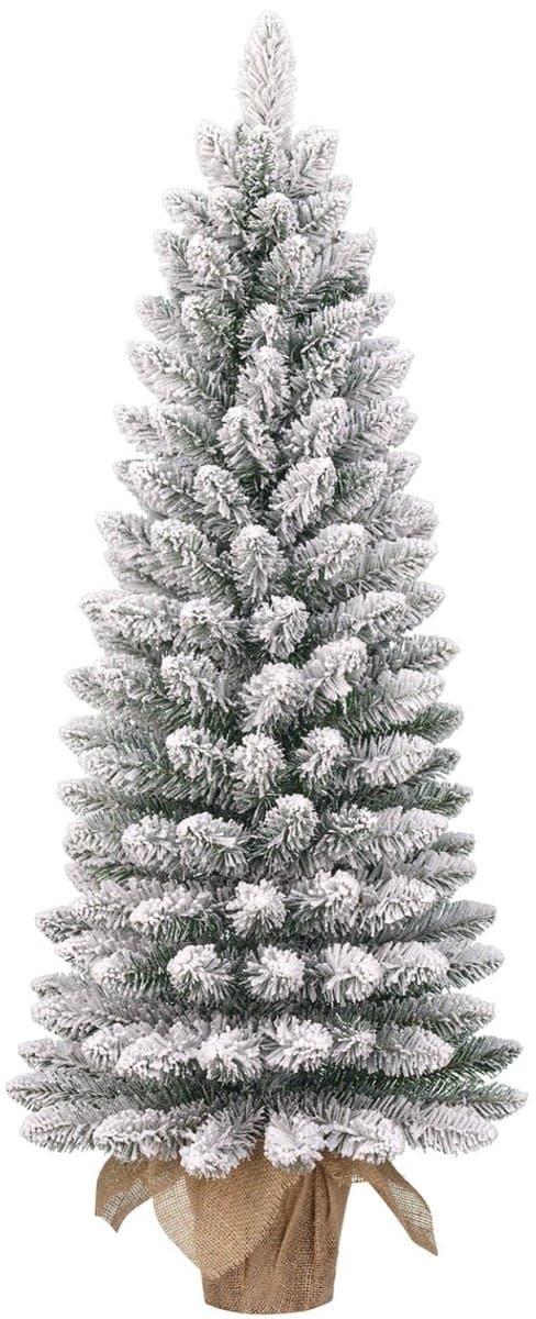 Black Box Trees Gerlos Smalle Kunstkerstboom in Jute - H75 x Ø36 cm - Groen Frosted