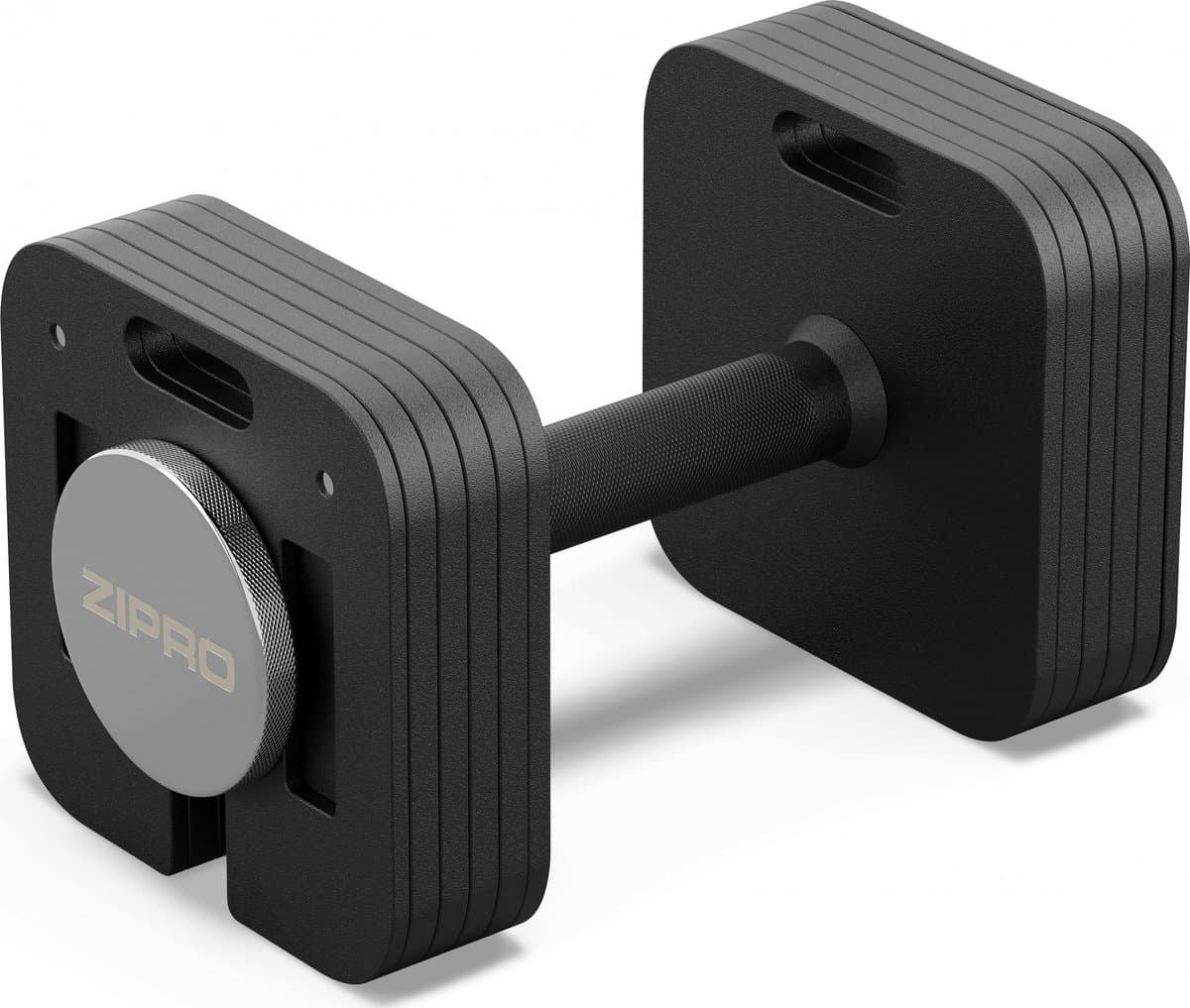 ZIPRO SQUARE 24kg - Verstelbare Dumbbell Staal - Snel Gewichtswisselsysteem - Vierkant - Home Gym Halter