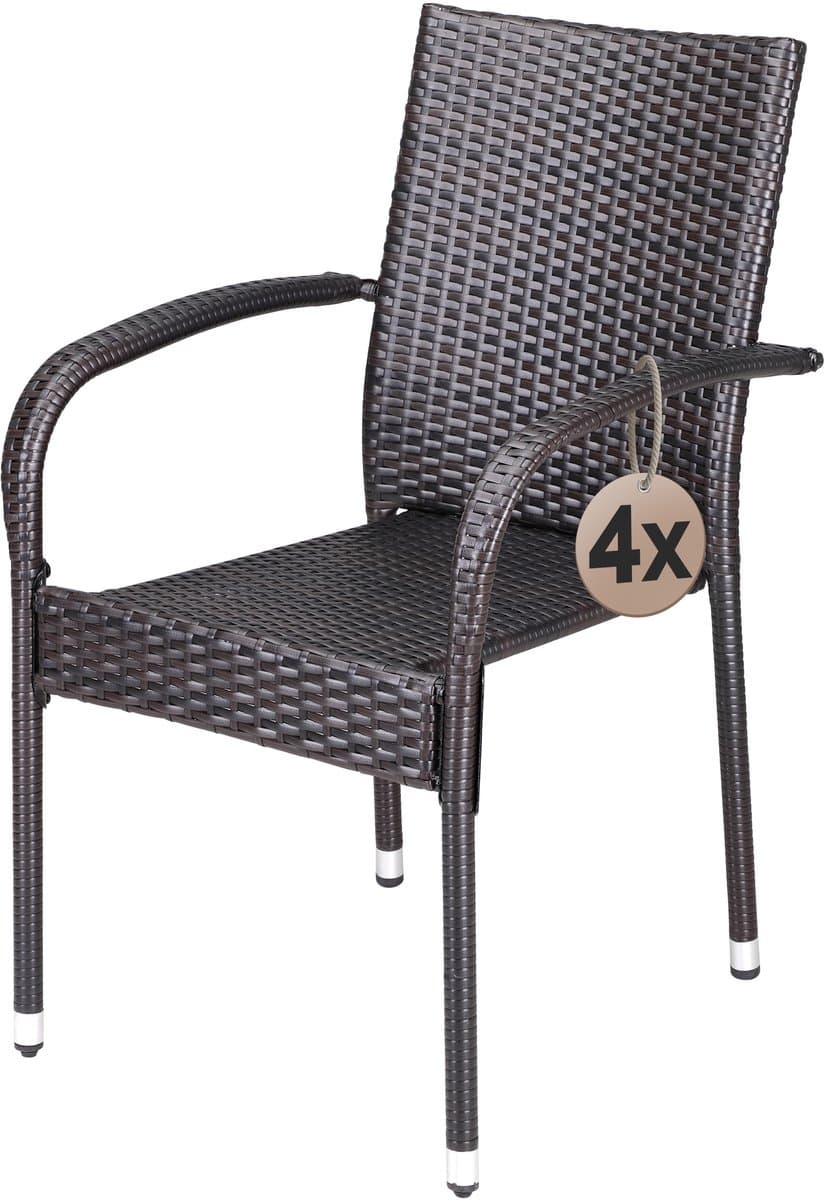 Casaria Tuinstoelen Stapelbaar – Set van 4 – 90x56x60 cm – Bruin