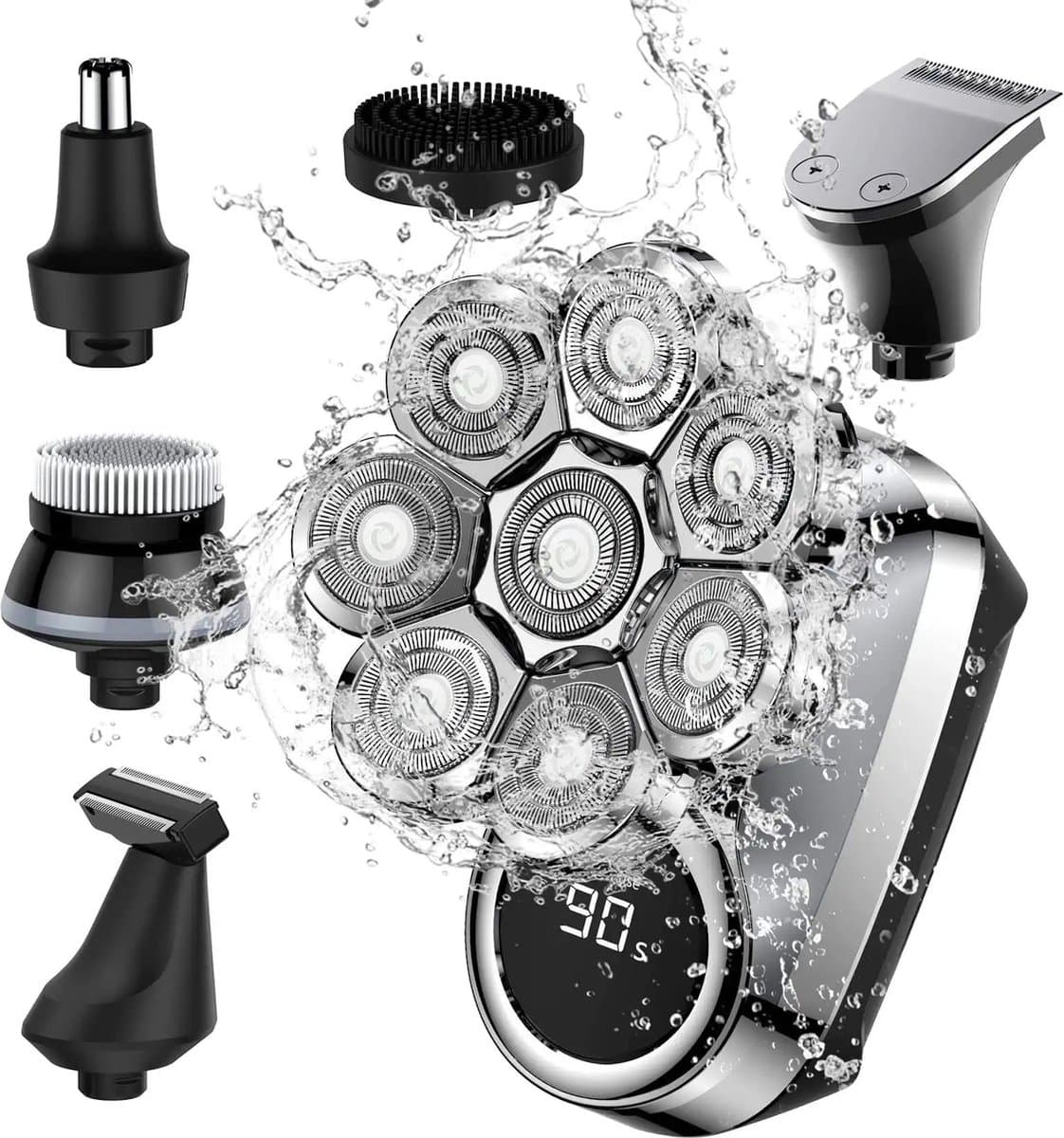arash® 6-in-1 Scheerapparaat voor heren - geüpgraded scheermes - waterdicht - nat/droog scheerapparaat - baardverzorgingsset voor mannen - draadloos - oplaadbaar elektrisch scheerapparaat - Inclusief Oplaadblok