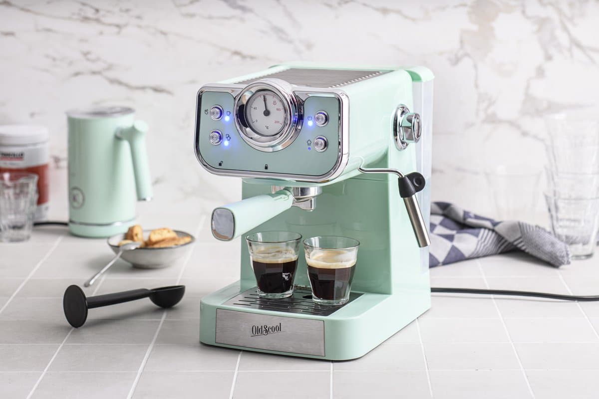 Espressomachine - koffie machine - espresso - Mint - Retro - OldScool - 950W - 1.5 liter