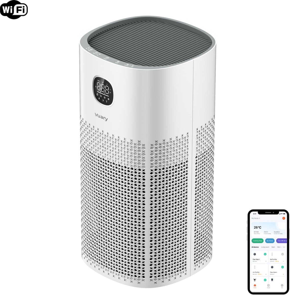 Vuary A6 Slimme Luchtreiniger - Luchtreinigers - Air purifier - Luchtreiniger met HEPA filter - Smart WiFi Bediening via App - Lage Geluidsproductie