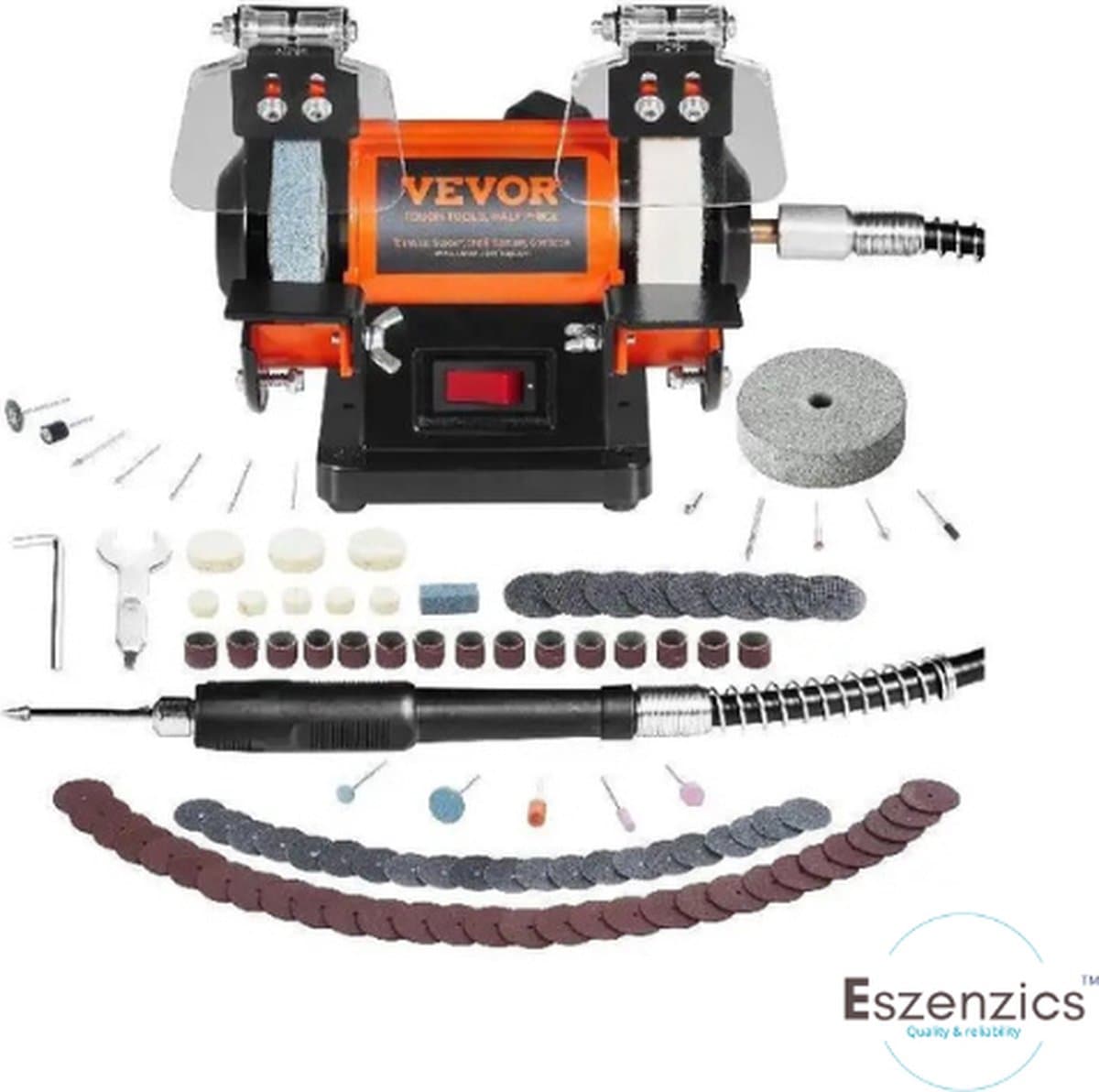 Eszenzics™ Dubbele slijpmachine - 3-in-1 Multifunctioneel - Krachtige 50W motor - Borstelloos - 3 Polijst schijven - Sieraden - 100+Accessoires - Polijsten - Slijpen
