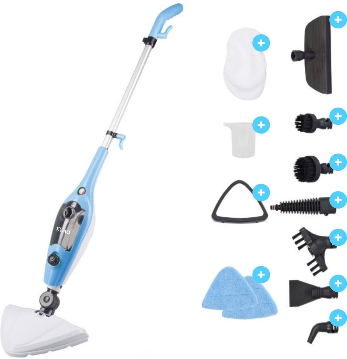 Kymo 9 in 1 Stoomreiniger Én Handstomer - Stoommop - Stoomreiniger vloer - 2 microvezeldoeken - Handstoomreiniger - Stoomdweil - Vloerreiniger - Elektrische Dweil - Stoomapparaat Kleding - Vlekkenreiniger - Tapijtreiniger
