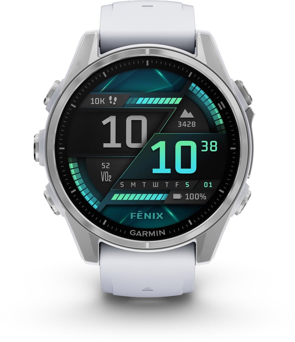 Garmin fenix 8 - Multisport Smartwatch - AMOLED-Scherm - 43mm - Zilverkleurig/Wit