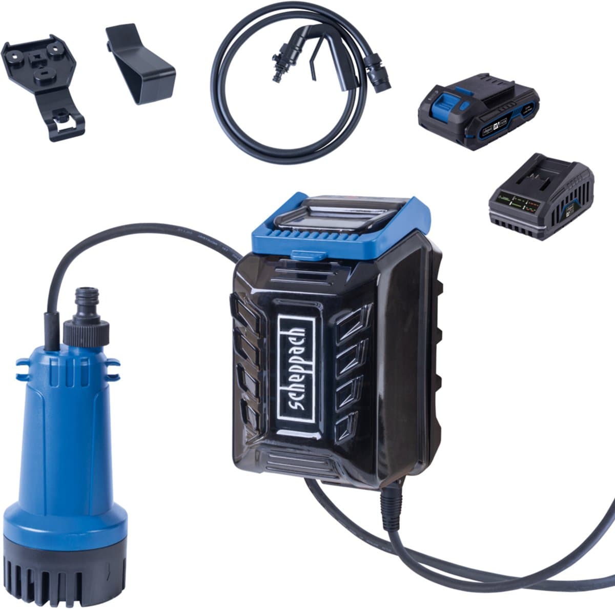 Scheppach Accu Regentonpomp 20V C-RBP2000-X - Set S - Max. capaciteit 2000 l/u - 2,0 bar - Inclusief 20V 2,0 Ah accu en 2,4 A lader