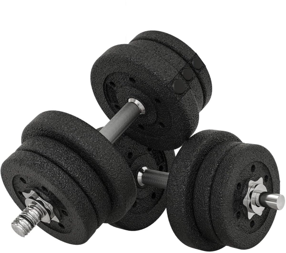 Dumbbells 25 kg - Halter - met 12 Gewichtsschijven - Gewichten Set - Halterset - Krachttraining - Fitness - Gym - Geschikt voor Thuis en Sportschool - Zwart