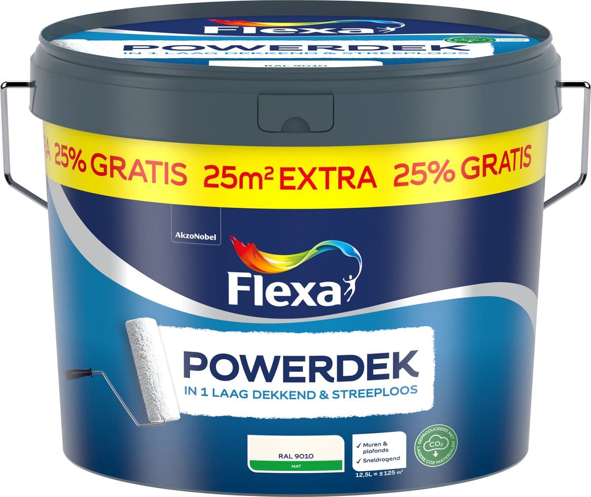 Flexa - Powerdek Muren & Plafonds - Gebroken Wit / Ral 9010 - 12,5 L