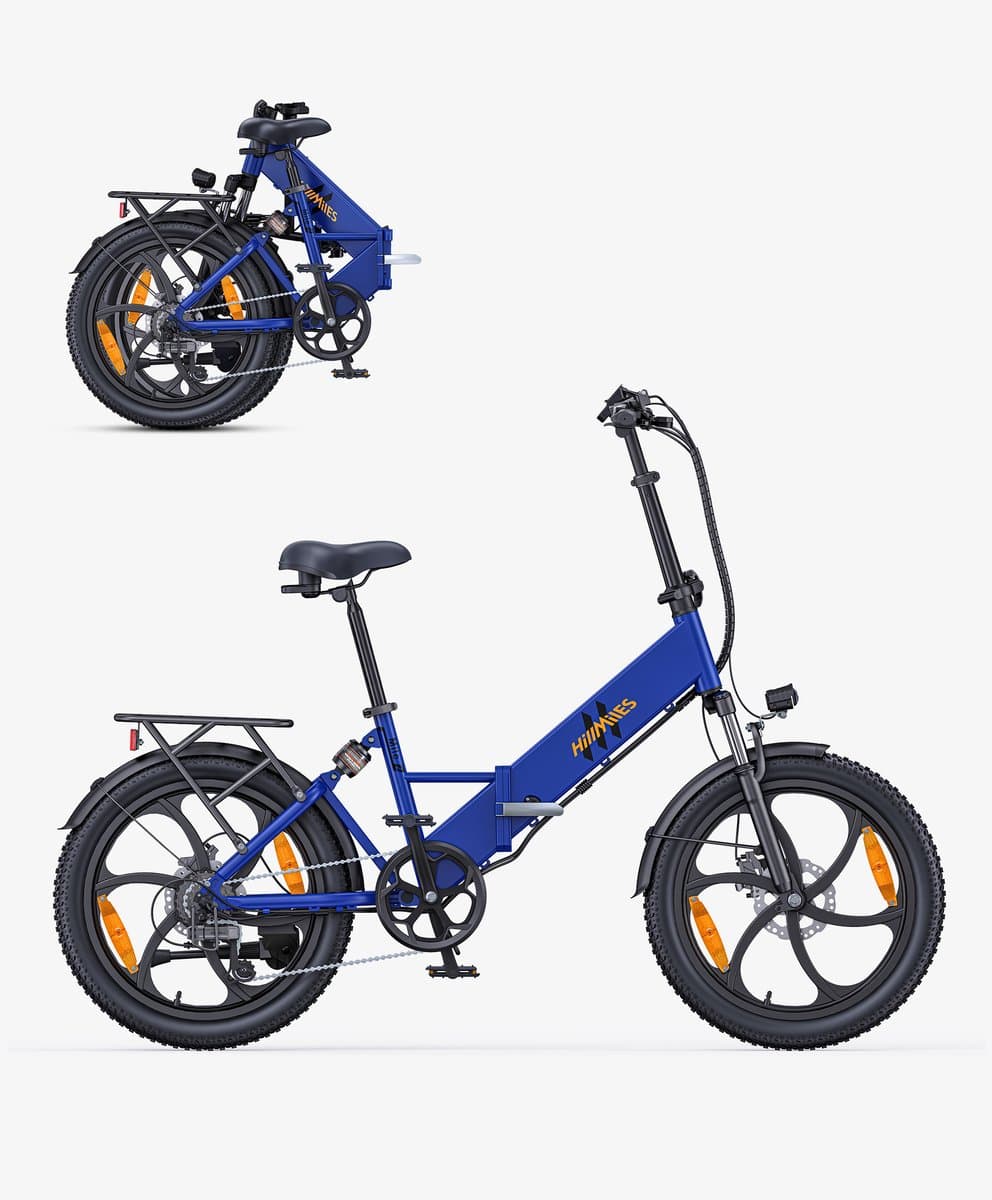 Hillmiles Mile 2 Elektrische fiets - Actieradius 60km - Verwijderbare batterij 36V13Ah - Motor 250W - Shimano 7 versnellingen - 20 Inch opvouwbare City Commuter E-Bike - Blauw