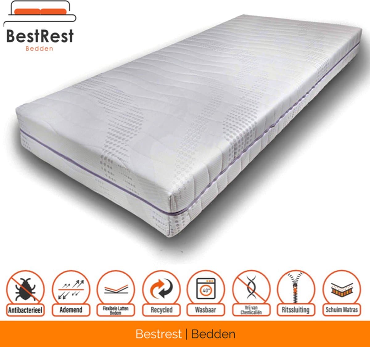 Pocketvering Matras Traagschuim - Matras Traagschuim - 25cm dik - Cooltouch Ventilerende tijk - Afdeklaag Traagschuim - 90x220cm
