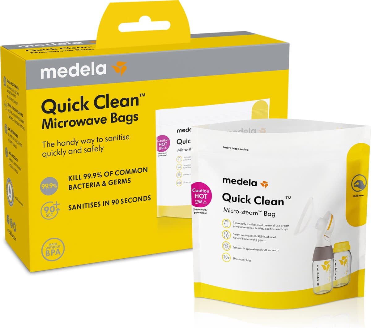 Medela Quick Clean™ Magnetron Sterilisatiezak - Veilige Desinfectie in 3 Min - Herbruikbaar tot 20 keer