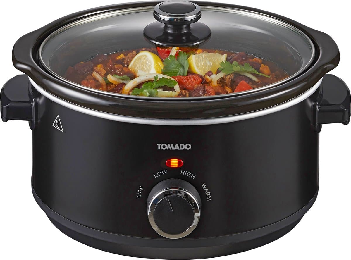 Tomado TSC3501B - Slowcooker - 3,5 liter - Keramische binnenpan - 3 warmtestanden - Warmhoudfunctie - Zwart
