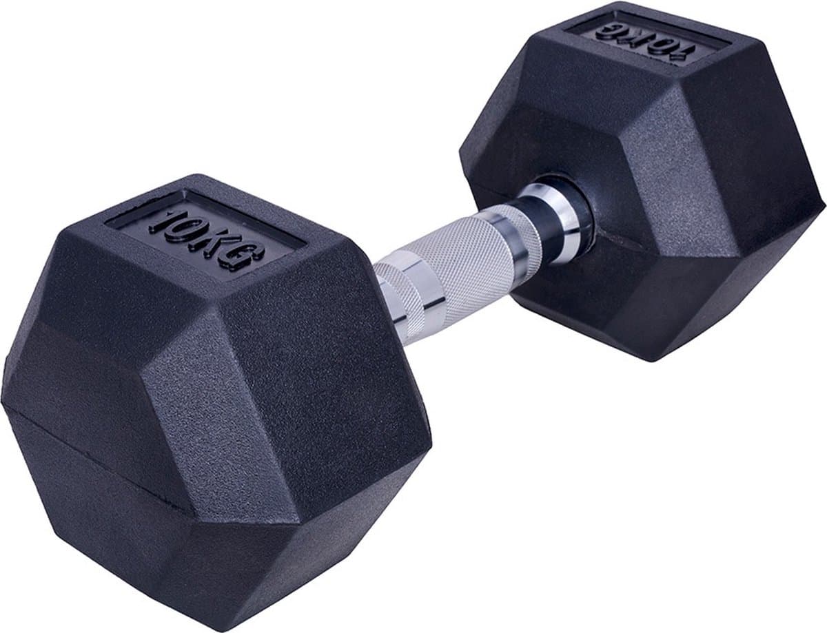 ForzaFit Hexagon Dumbbell Set 2x 10kg - Zwart - Rubber - Halter Gewicht voor Fitness