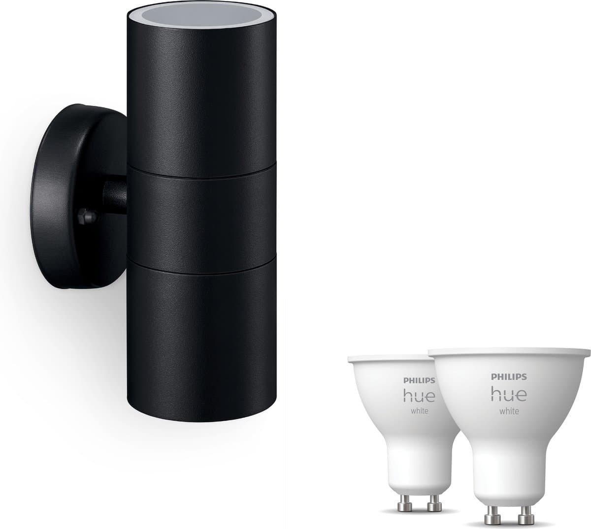 Philips Hue Kylis Wandlamp voor Buiten Up & Down (Zwart) - Buitenlamp - GU10 - Warmwit Licht - Hue White