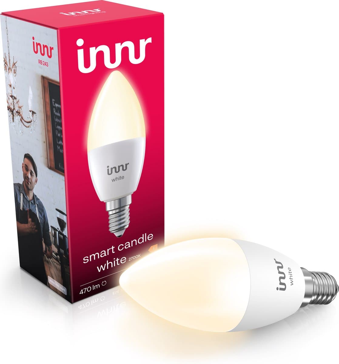 Innr smart E14 LED lamp - geschikt voor Philips Hue - Zigbee bulb - warmwit licht - slimme kaarslamp - dimbaar - 470 lumen - 1 pack