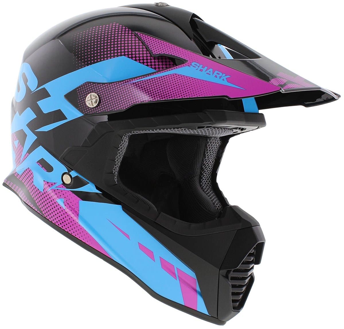 Shark Varial Anger helm glans zwart roze blauw S - Crosshelm voor motorcross / quad / etc