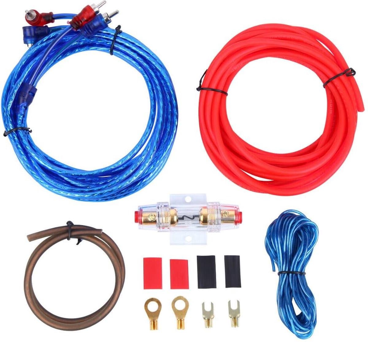 Auto Audio Kabelset - Universeel - voor Versterker & Subwoofer - Kabel - Bedrading Set - 1000W - Rood & Blauw