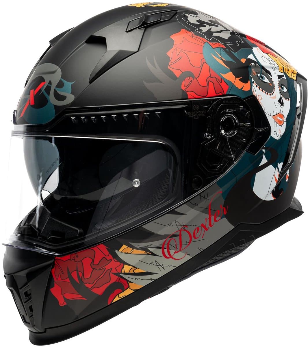 MOTOBLOUZ EROS CALAVERA Integraalhelm - ECE 22.06 gekeurde Helm Scooter, Motor & Brommer - Heren & Dames - Zwarte mat - S