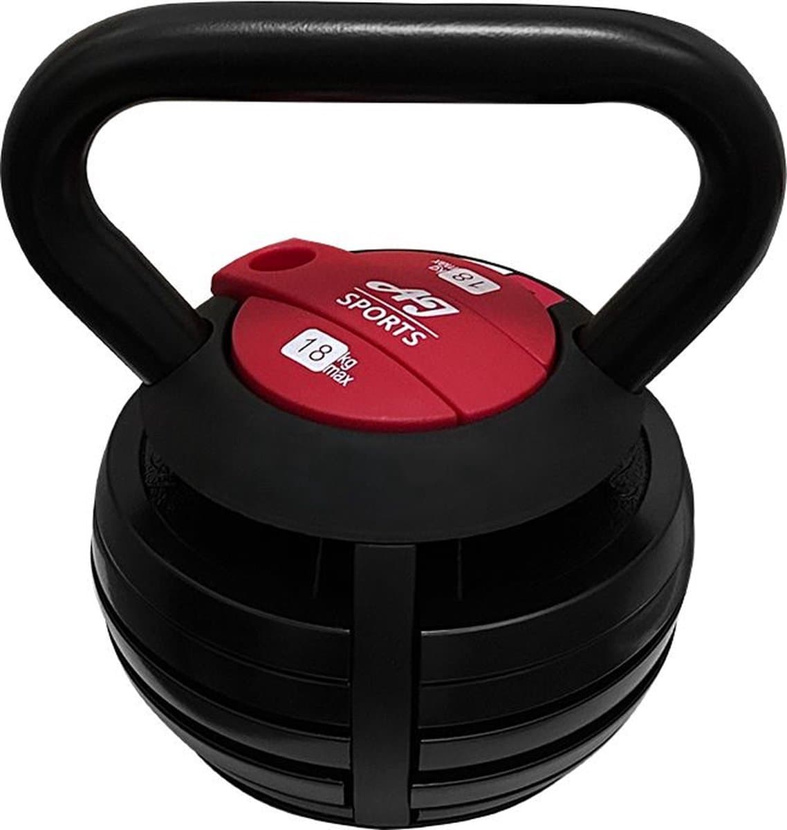 AJ-Sports Verstelbare Kettlebell 18 kg - Kettlebells - 3KG t/m 18KG - 7 Kettlebells in één! - Gewichten - Krachttraining - Halters - Verstelbaar gewicht - Fitness - Gietijzer - Conditie en Krachttraining