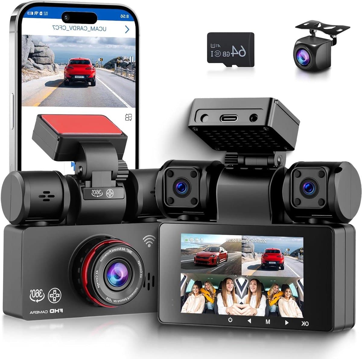 Auto Camera Systeem - Dashcam Set - Veilige Rit - 360 Graden Bescherming - 2K + 1080P Resolutie - Zwart