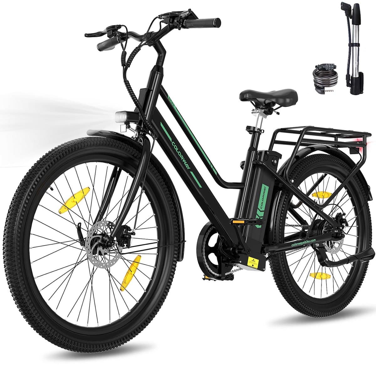 Elektrische Fiets Colorway BK8SL - Trendy 27.5 Inch City Commuter EBike met Afneembare 36V 12Ah Lithium Batterij - Mountain E-Bike met 250W Motor - Damesfiets - IP54 Waterdicht