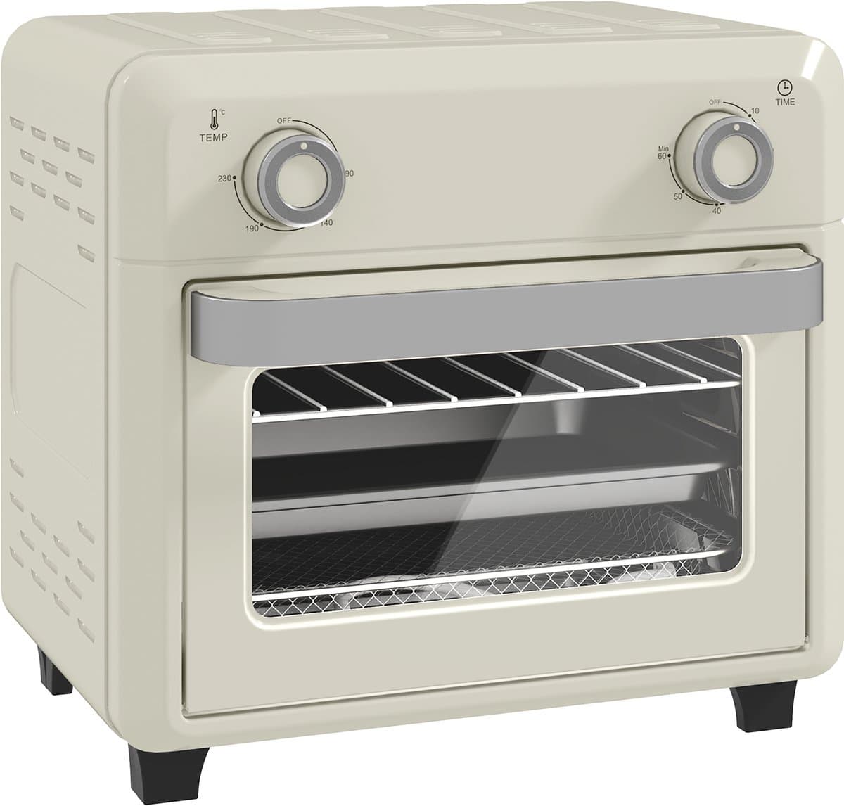 ZYLARO mini Airfryer oven - Vrijstaande Elektrische Oven - AirFryer, Bakken, Grillen en meer - 10 Liter - 1000 Watt - Vintage crème wit