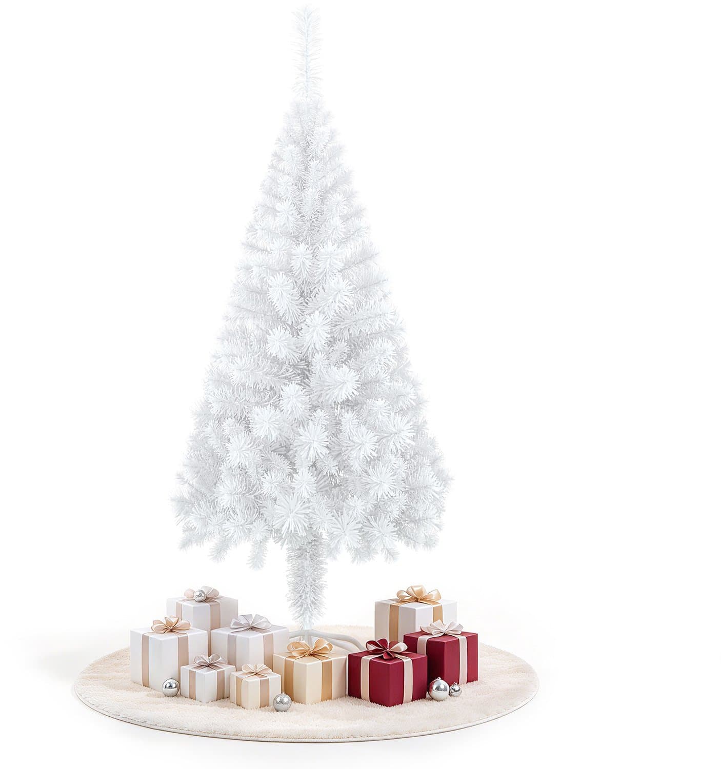 Kerstboom – 210cm Kunstkerstboom – Wit PVC – met Standaard