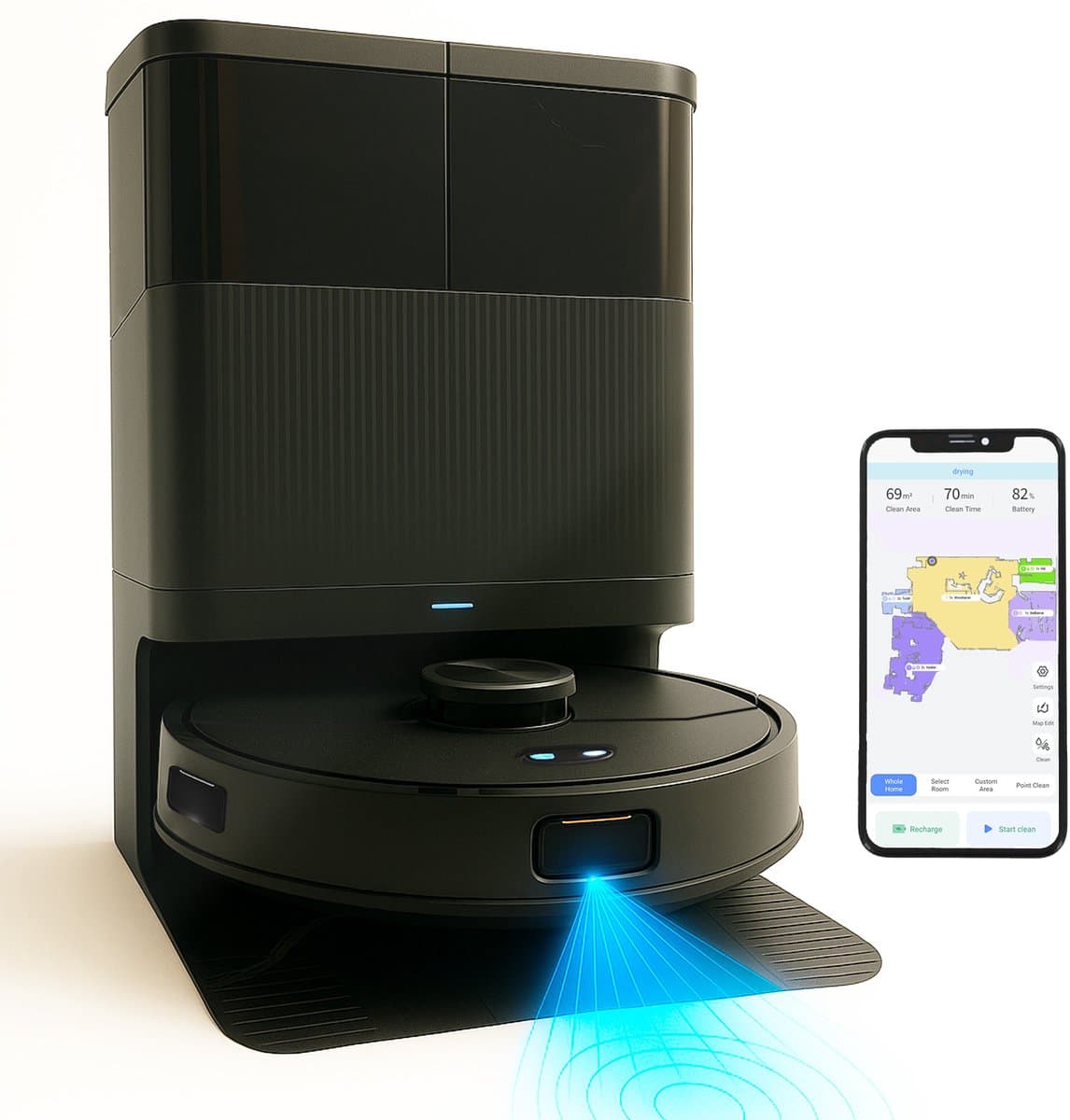 SwayTosh Nobilenta V2 – Robotstofzuiger Met Dweilfunctie – 10.000Pa – 2025 – AI Intelligence – Zelfreinigend Station & Auto-Dweilpad Reiniging – Drempels Tot 3 Cm – Volledig Beheer Via App – Robotstofzuiger Met Laadstation