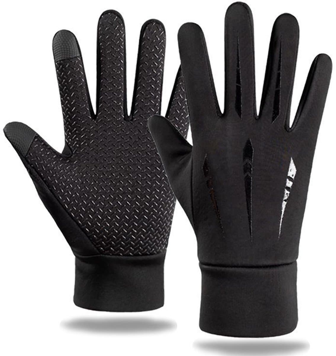 Outdoor Fiets Handschoenen - Winter Thermische Handschoenen - Winddichte Motorhandschoenen Waterdicht, Touchscreen Compatibel, Antislip Handschoenen Unisex - Lengte 23cm,Zwart