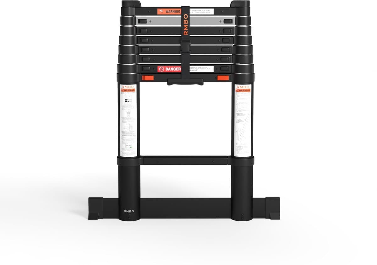 RMBO Telescopische Ladder - Telescoopladder - 2.60m lang, Compact en Draagbaar met Soft Closing Systeem, Geschikt voor Particulier en Professioneel Gebruik, Telescopische Vouwladder, Max. Belasting 150 kg, EN 131.6