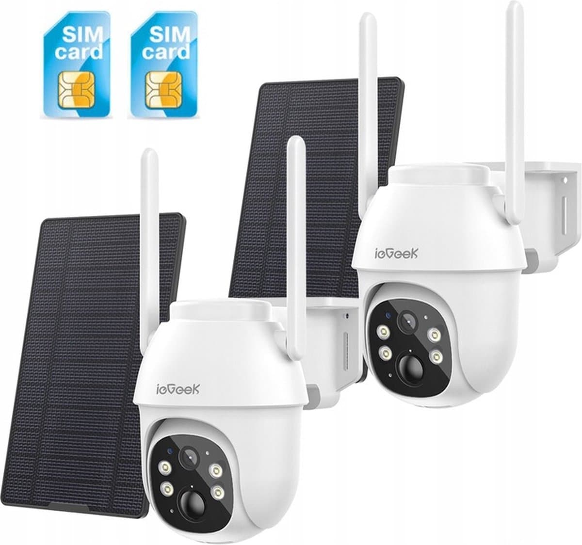 ieGeek 4G LTE mobiele beveiligingscamera draadloos buiten, 2K geen wifi zonne-energie camera ingebouwde simkaart, 2-weg praatcamera's voor thuisbeveiliging met PIR-bewegingsdetectie, IP66, nachtzicht, schijnwerpers, 2 stuks
