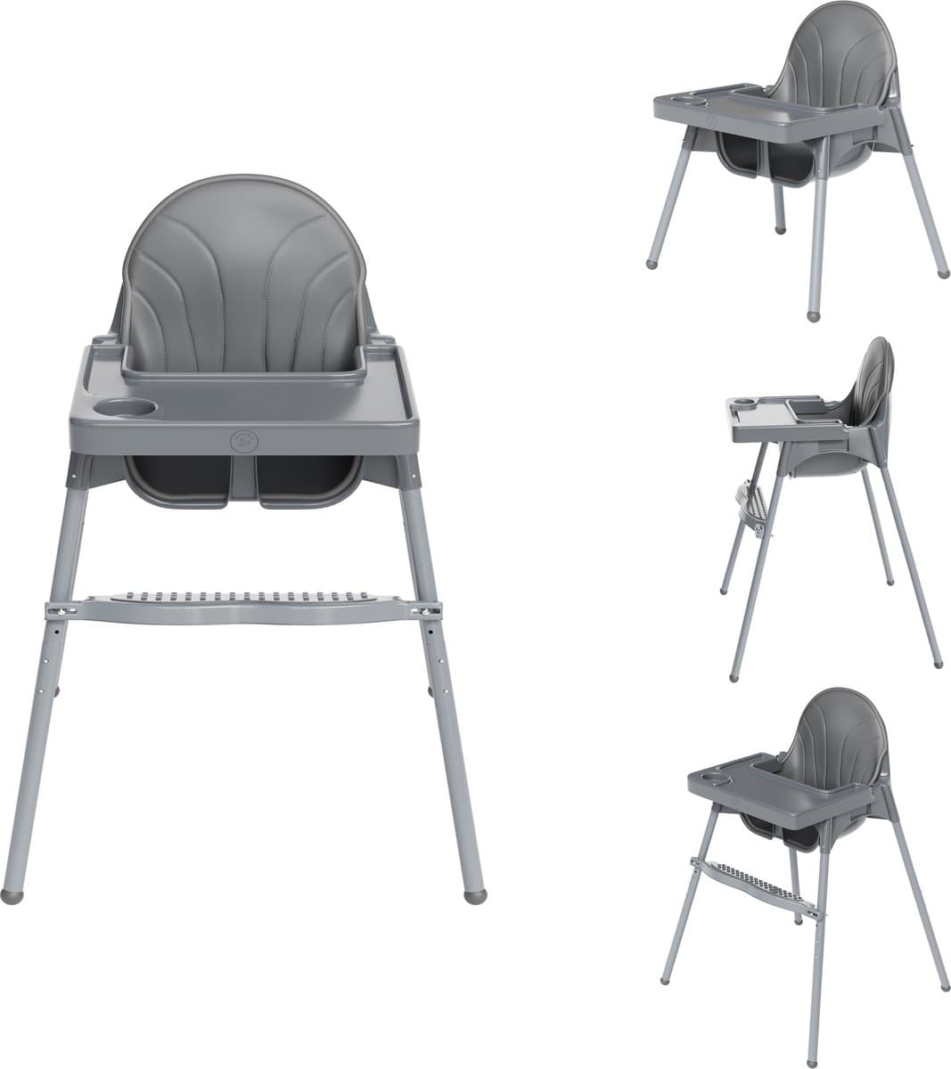 Liefjes & Co Kinderstoel - Eetstoel Baby – Inclusief Kussen – Verstelbare Baby Eetstoel – 2 in 1 & Peuterstoel – Grijs