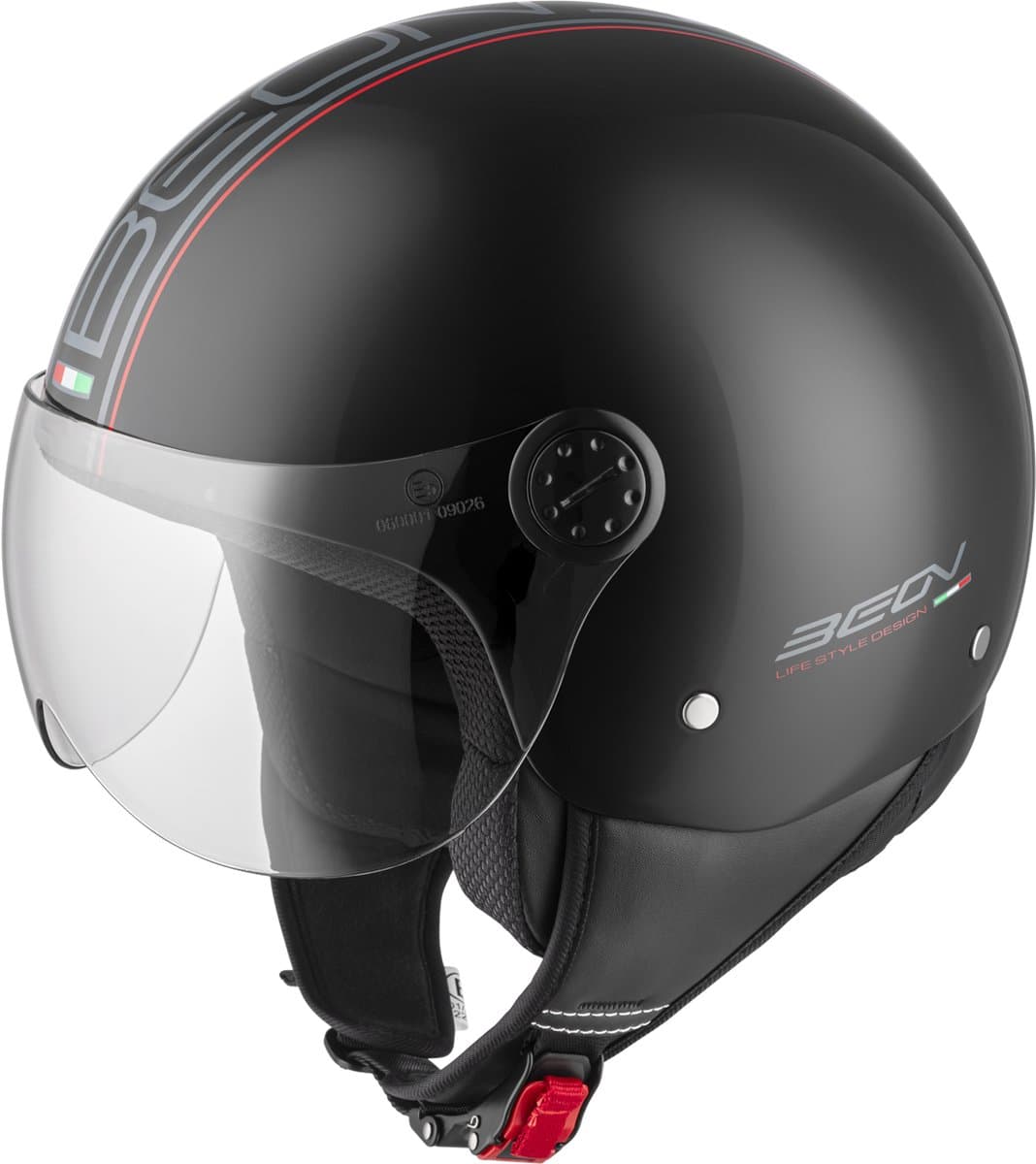 BEON Design Scooterhelm - Zwart - M - Jethelm met Vizier - Motorhelm - Geschikt voor Vespa, Scooter, Brommer, Motor en Snorfiets