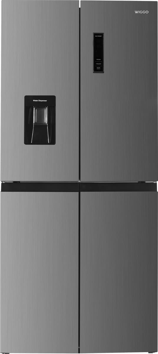 Wiggo WR-MD18(X) - Amerikaanse Koelkast - No Frost - 4 deuren - Water Dispenser - Met Display - Super Freeze - 419 Liter - 5 jaar garantie - Roestvrijstaal