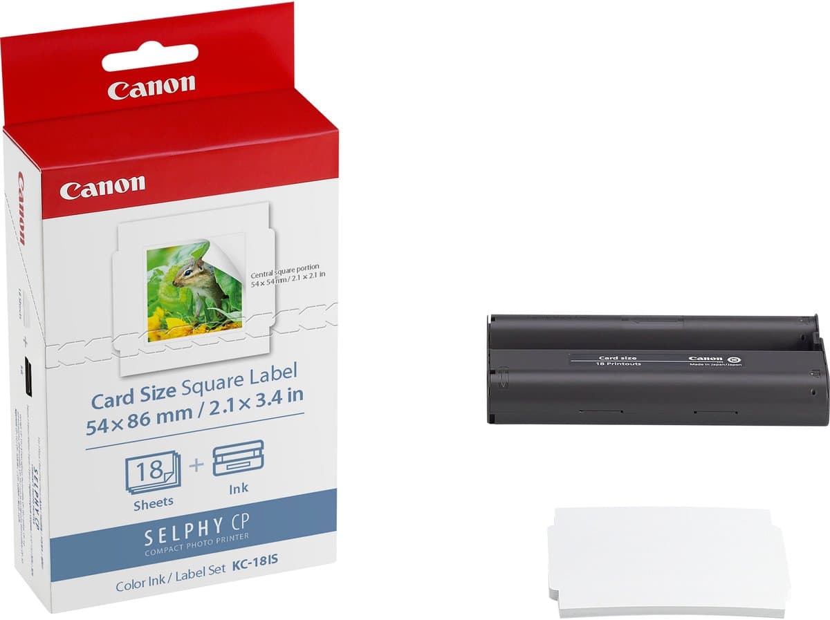 Canon KC-18IS - Instant fotopapier - Inkt/papierset - Voor SELPHY CP-printers - Origineel - vierkant formaat - 18 sheets