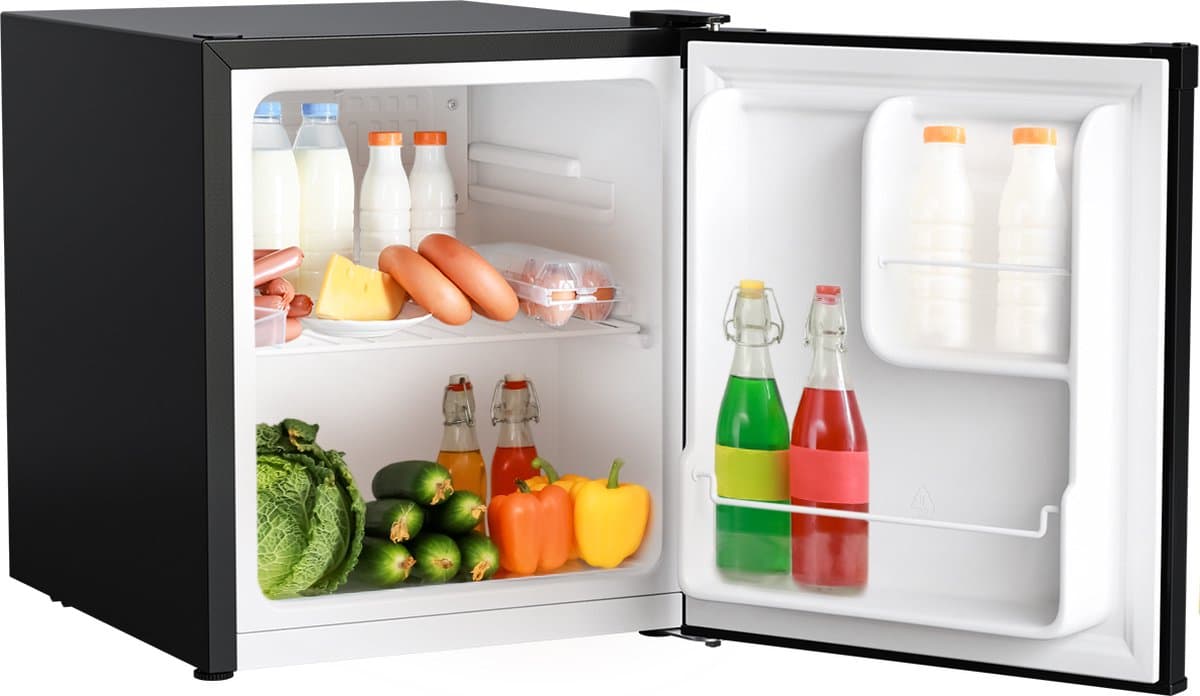 KitchenBrothers Mini Koelkast - 40L - Kleine ijskast - Minibar - Vrijstaand - Frigo - Compact - Zwart