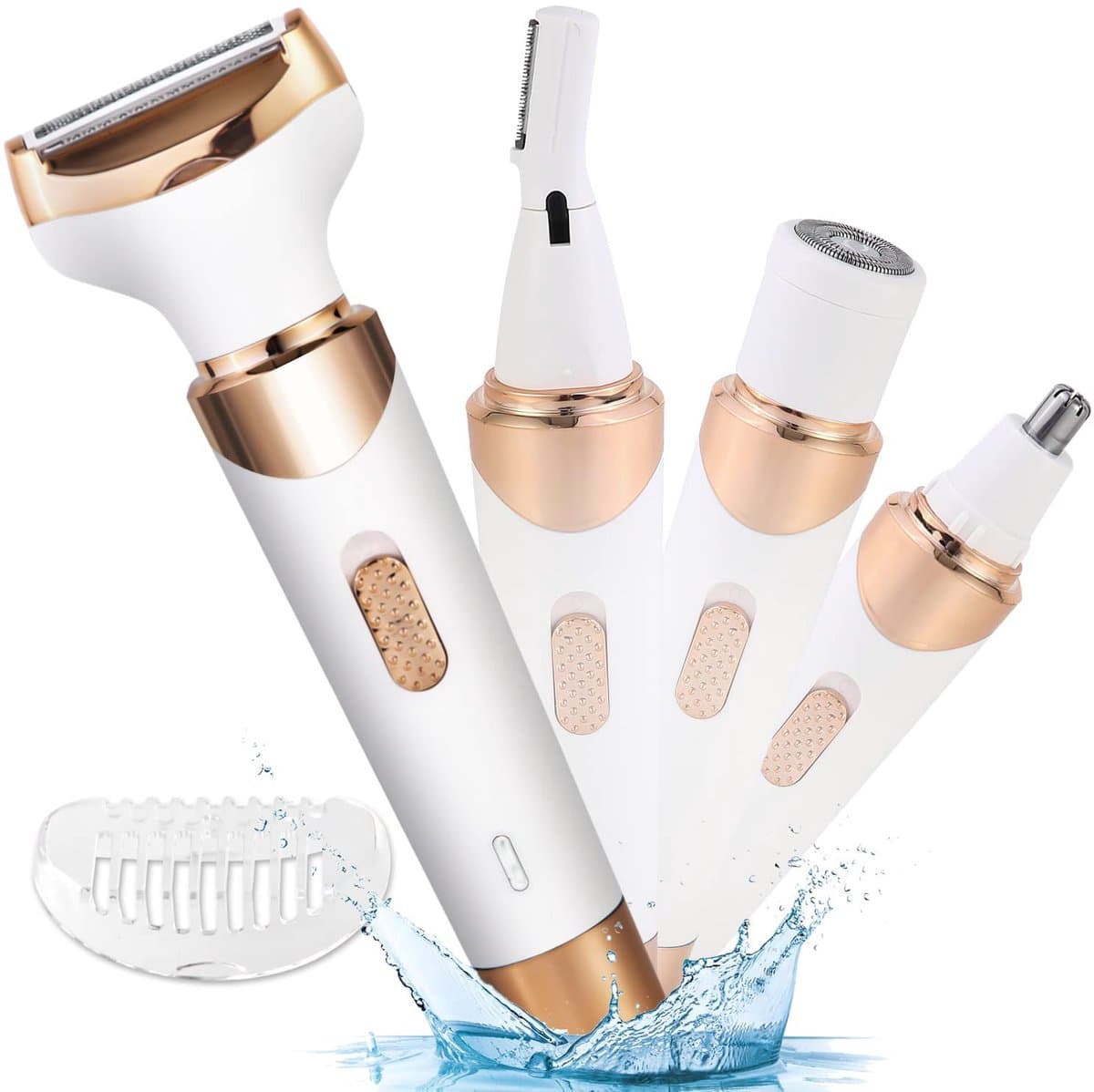 Elektrische trimmer voor lichaamshaar, trimmer voor schaamhaar, scheerapparaat voor het hele lichaam, apparaat voor het verwijderen van schaamhaar, 4-in-1 oplaadbaar elektrisch scheerapparaat voor vrouwen, ontharing voor vrouwen