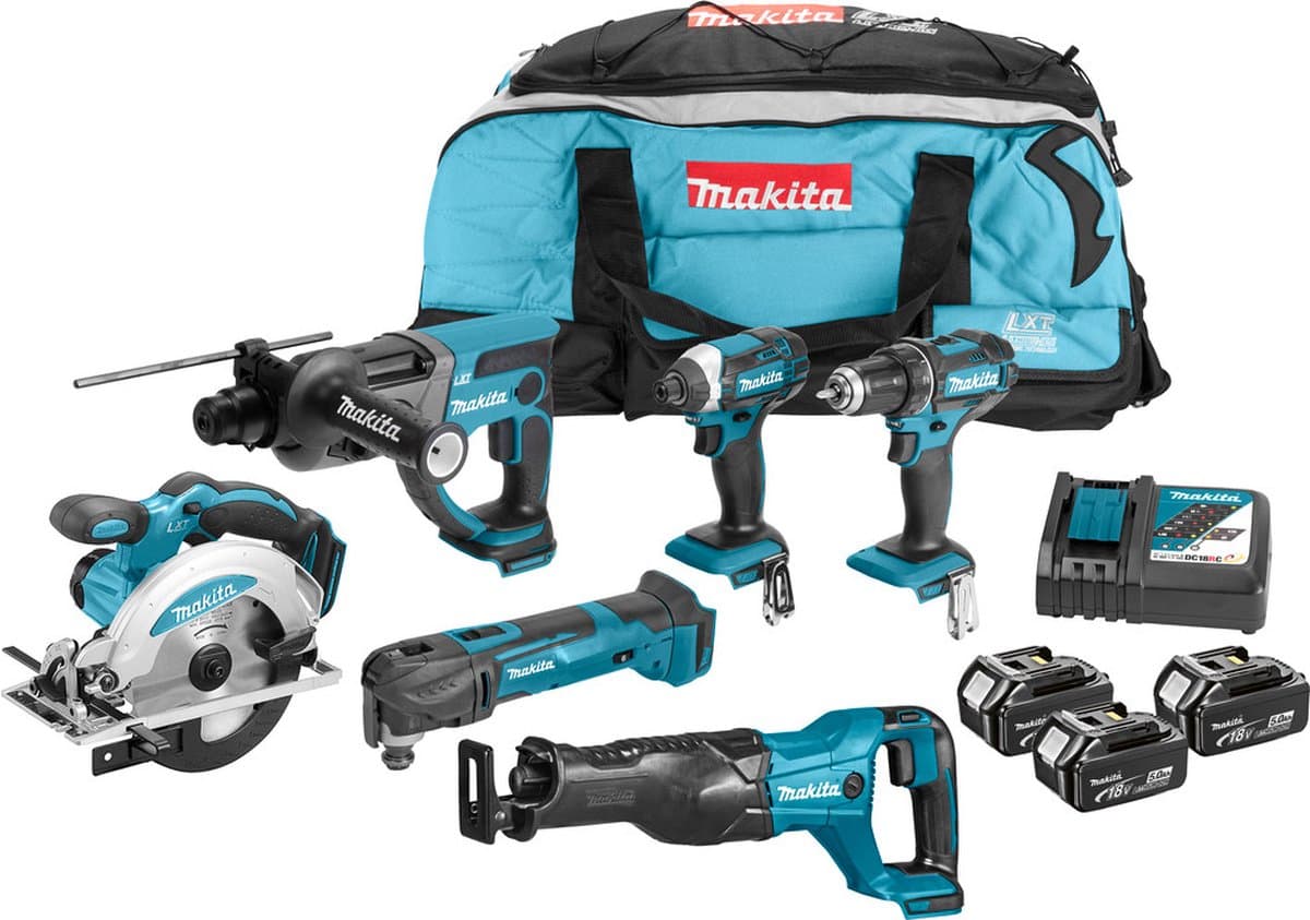 Makita Accu Combiset DLX6038T - 18 V - Combiset - Voor Divers Zaag-, Boor- En (Slag)Schroefwerk
