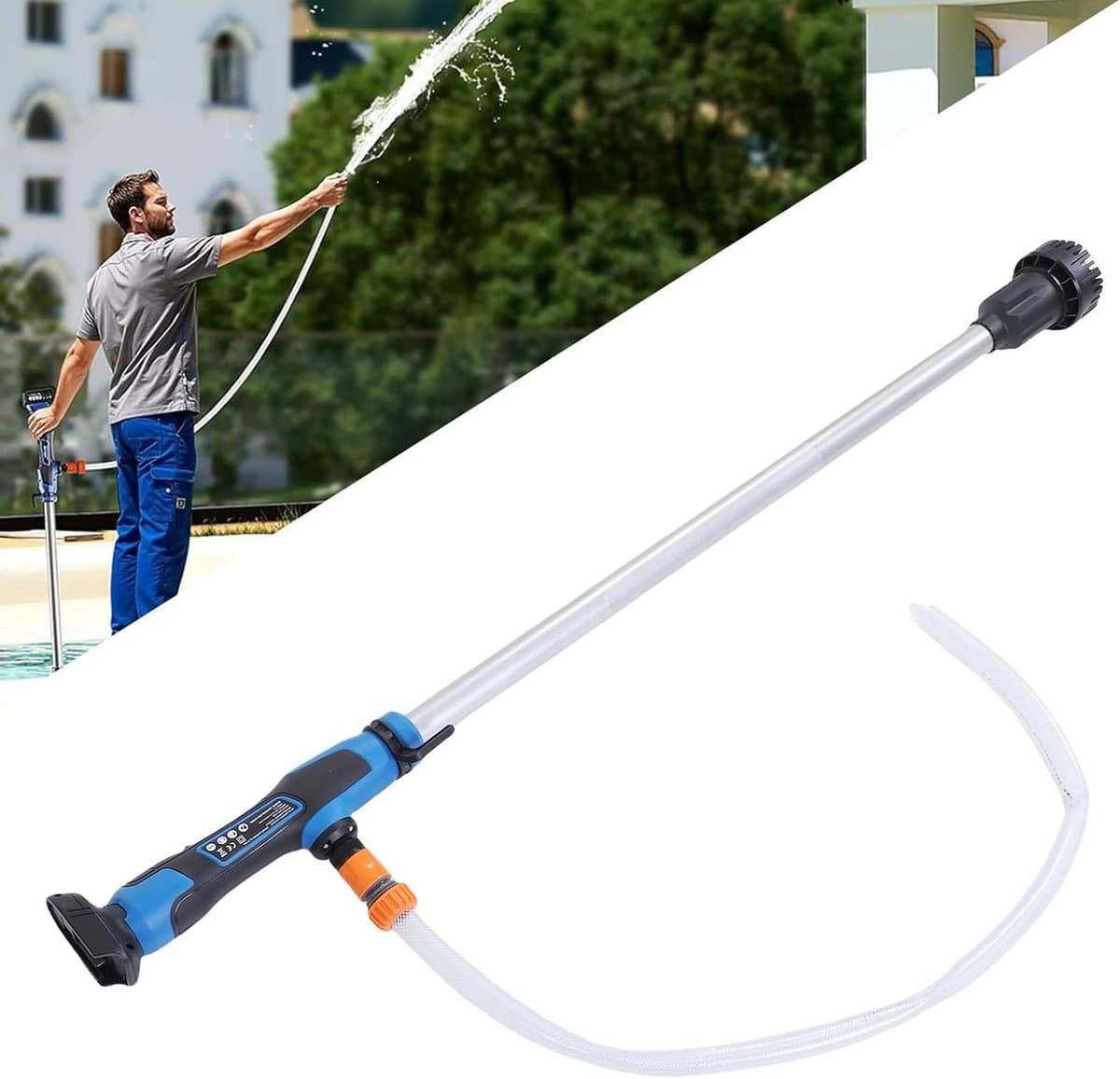 Draagbare Waterpomp - Dompelpomp Slang - Water Verplaatsen - Batterij Aangedreven - 36LPM 92cm - Zwart