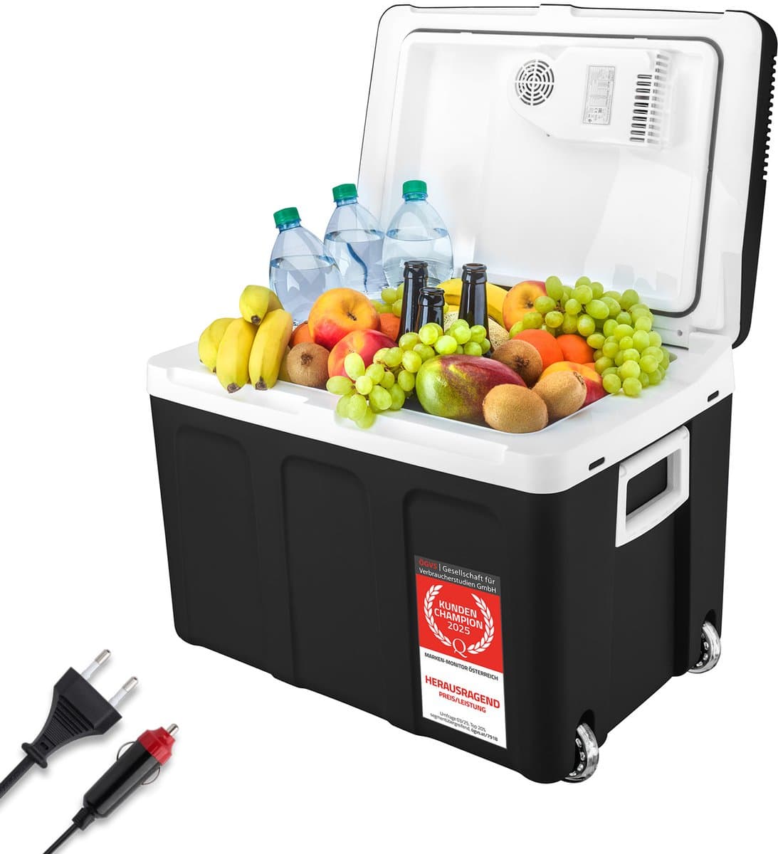 TZS First Austria Elektrische Koelbox - 45L - 12V en 230 volt - Frigobox -Koelen en Verwarmen - Zwart