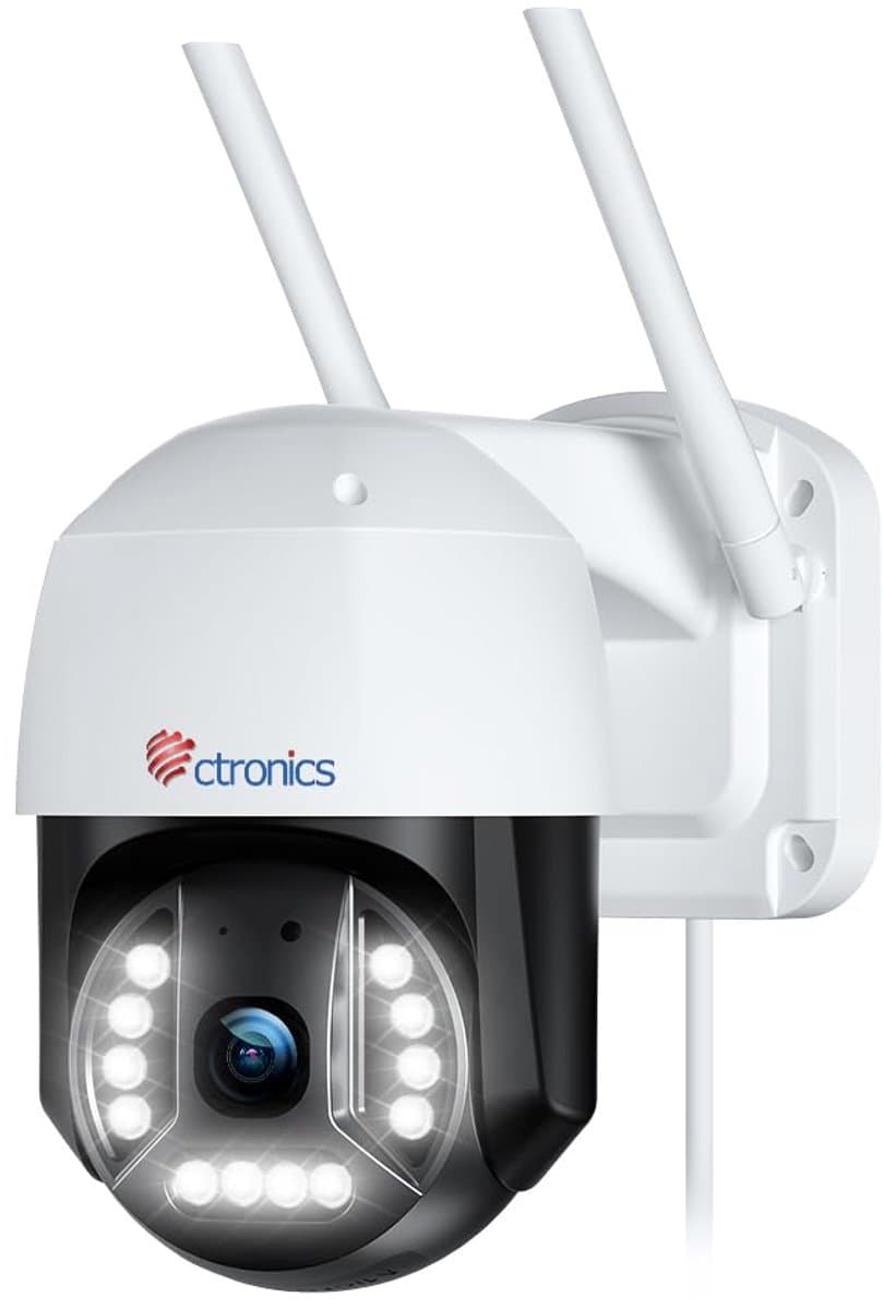 Ctronics 4K 8MP Beveiligingscamera Buiten - Smart Mens/Auto Detectie - Autotracking - Buiten Camera met Nachtzicht Kleuren - Tweeweg Audio - IP66 Waterdicht (Wit)