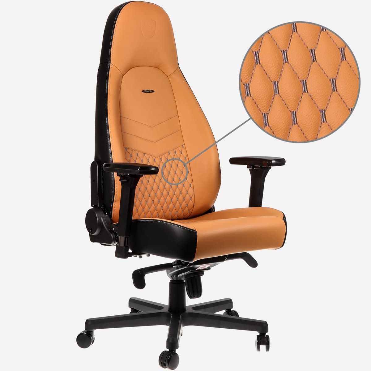 Noblechairs ICON Series leren gamestoel Cognac/Zwart (Echt Leder)
