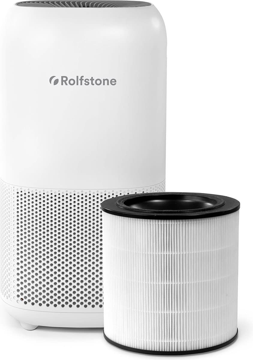Rolfstone Air Balance XL Luchtreiniger – HEPA 13 + koolstoffilter – CADR 460 m³/u – Voor ruimtes tot 144 m² – Vermindert stof en pollen – 3 standen + turbo + slaapstand + automatische stand – Luchtkwaliteitsindicator